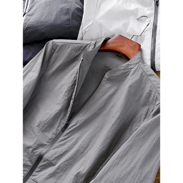 超輕薄！超透氣！夏季男士時尚休閑純色基礎款快干立領夾克防曬衣