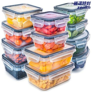 【食品級可微波】保鮮飯盒 冰箱收納盒 保鮮盒 水果盒 儲物盒 便當盒 透明PP材質 防潮密封 12件套組合 上班帶飯必備