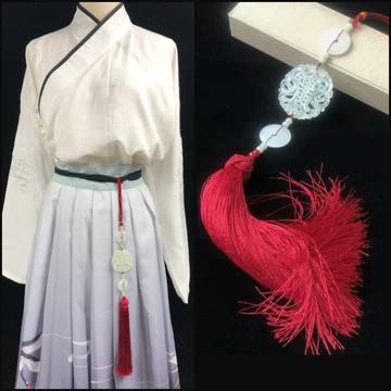 天然岫玉玉佩平安扣流蘇古風男女腰佩禁步古典飾品漢服旗袍配飾