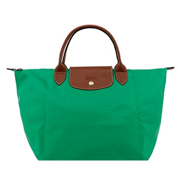 LONGCHAMP LE PLIAGE系列短把再生尼龍摺疊水餃包(中/草綠)
