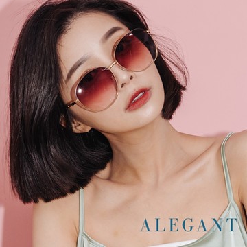 ALEGANT經典款百搭日落玫瑰紅細黑勾勒半圓框墨鏡│UV400太陽眼鏡│薔薇的永恆魔法
