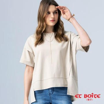 BLUE WAY ET BOiTE 箱子 – 字母刺繡解構設計短TEE(淺卡其)