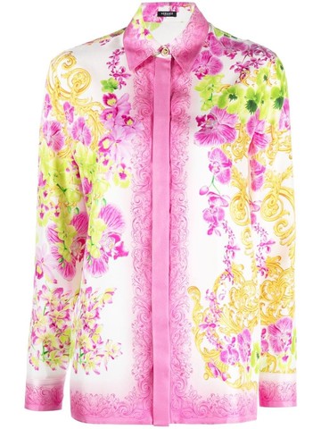 Versace `Orchid Foulard` Print Formal Shirt