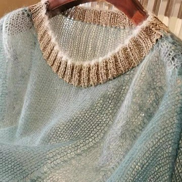 纖婕芙圓領套頭針織衫2022秋季新款韓版高級設計感別致小眾毛衣女