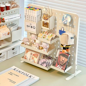 趣享優品 桌面收納 書桌整理 整潔 鐵藝洞板置物架書桌小書架放書筆文具收納盒桌面立式整理架免打孔 書桌置物架 書桌收納架