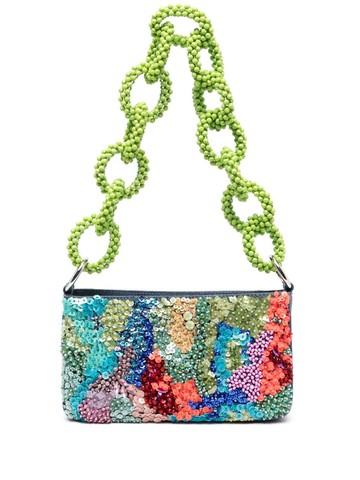 Germanier - bead-embellished denim shoulder bag - women - Fabric/Polyester - One Size - Blue