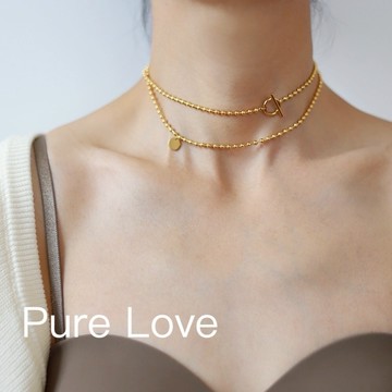 Pure Love樂芙 / 正韓 鈦鋼【L316醫療鋼】G0045簡約小圓珠OT扣多種戴法長項鏈 毛衣鏈 / 金 銀