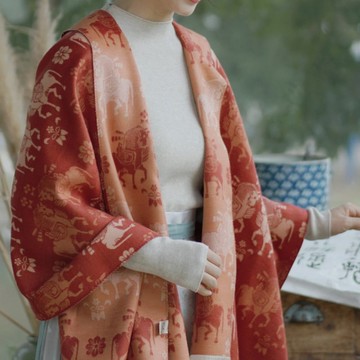 【唐風翼馬紋】新中式復古/馬年特別色/漢服日常雙面仿羊絨披肩