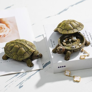 ✅🐢【有盖乌龟首饰收纳盒】🐢 轻奢风戒指项链耳环 饰品置物装饰摆件 精致收纳好整理 台湾出货 台灣出貨 1223