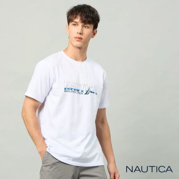 Nautica 官方旗艦 男裝 經典LOGO航海系列純棉短袖T恤-白色