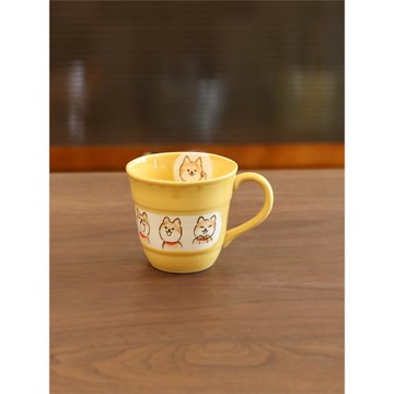 小葵川町屋 日本進口瀨戶燒黃釉可愛柴犬小狗馬克杯陶瓷多用水杯