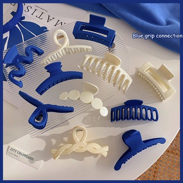 克萊因藍發夾磨砂大號抓夾女后腦勺盤發洗澡發卡網紅鯊魚夾子頭飾