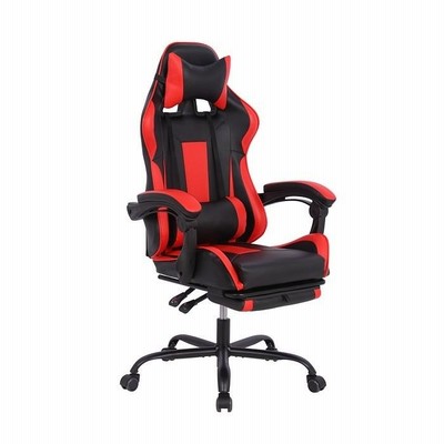 送料無料 オフィスチェアー フルフラットチェアー  フットレスト・キャスター付 W68×D65.5〜164×H116〜124 レッド色 H-013