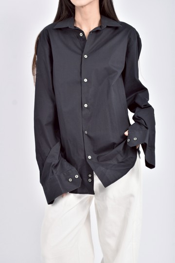 (L) sisley西裝長袖黑色襯衫上衣