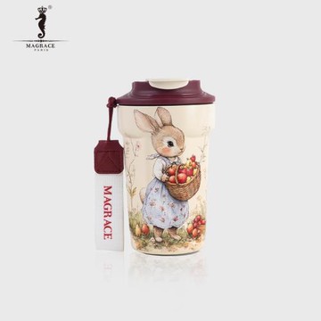 MAGRACE保溫杯女陶瓷內膽高顏值不銹鋼咖啡杯隨身便攜外帶水杯