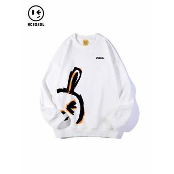 Mcessol設計師原創品牌卡通兔子印花套頭長袖衛衣男女中性風休閑