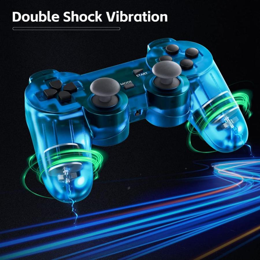  BicycleStore 2 Pack Wireless Controller for PS2 Playstation  2.4G Gamepad Joystick Remote with Shock Vibration Sensitive Control  Wireless Receivers (ClearBlue and ClearRed) : Everything Else