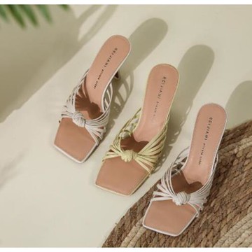 【Taroko】獨特搭配編織方頭細高跟涼鞋(2色可選)