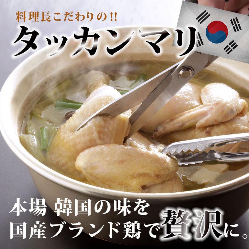 タッカンマリ 韓国 水炊き 鍋料理セット 2〜3人分 コラーゲンたっぷり 丸鶏半身 約1.1kg 下処理済み 九州産 なでしこ姫鶏 トッポギ 独楽