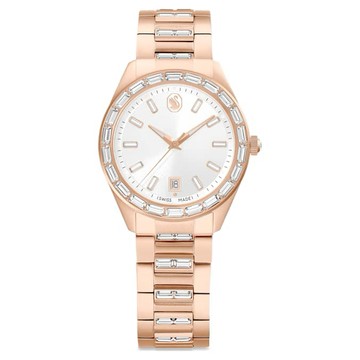 【Swarovski 施華洛世奇】Matrix date 手錶(瑞士製造 金屬手鏈 玫瑰金色調 玫瑰金色潤飾) (5734659)