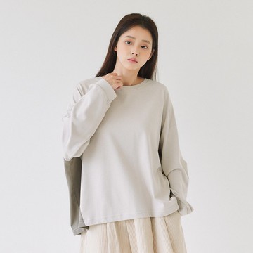 【Simply Yours】撞色拼接長袖T 杏咖F