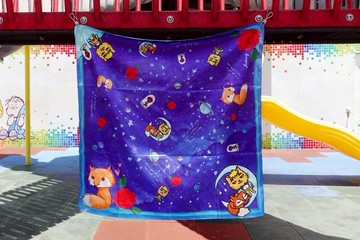 小彤畫集 - 貓咪小王子與狐狸 - 90cm 大方巾 絲巾