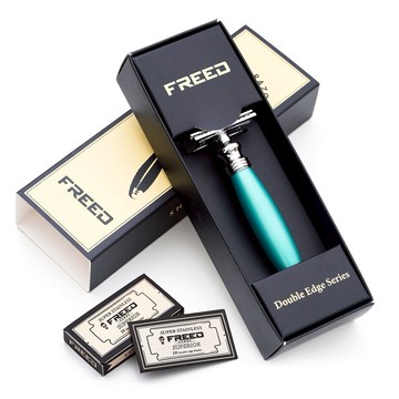 [快速出貨]【FREED】封閉式復古雙刃安全刮鬍刀 - 湖水綠 (附刀片10片) 客製化刻字 生日禮物 送禮推薦 男生禮物 現貨 摩羯座 水瓶座 禮物獨家 新品上市 情人節禮物