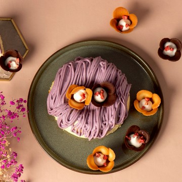 [快速出貨]【久久津】芋金香乳酪5吋(附開心蠟燭1+小熊湯匙1+蛋糕刀1)