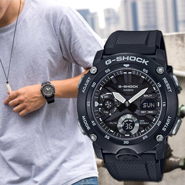 【CASIO 卡西歐】G-SHOCK 極簡強悍耐衝擊運動腕錶/黑 (GA-2000S-1ADR)
