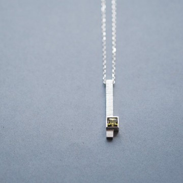 橄欖石 方形 項鍊 925銀 男士 時尚百搭