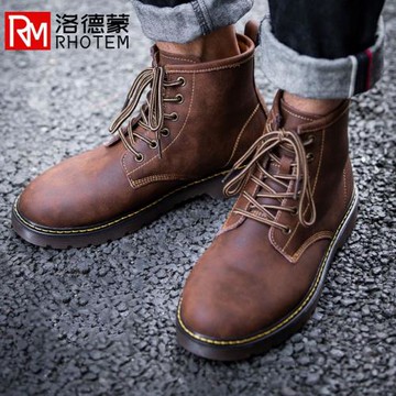 洛德蒙馬丁靴男中幫英倫風高幫2026冬季加絨保暖短靴工裝皮靴潮牌