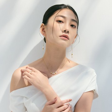 【一套穿搭】浪沫點綴珍珠項鍊+耳環+鍊戒組合(銀/金)