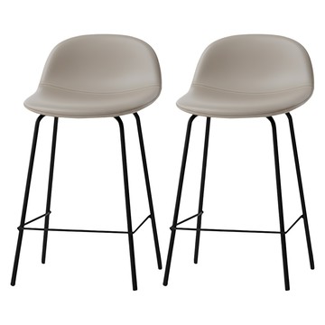 MH家居 皮革靠背吧台椅 70cm  米色  2個