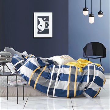 Pure One 100%純棉枕套床包組  床包 + 枕套  雙人加大(床包180 x 186 x 30cm + 枕套45 x 75cm)  學院風