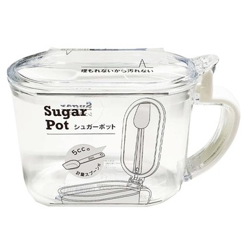 糖壺附計量匙 單手開蓋設計 透明調味罐 廚房收納好幫手  650ml  1個