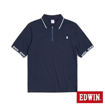 EDWIN 男裝 COOL FLEX 涼感口袋短袖POLO衫 (丈青色)