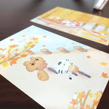 泛舟/秋楓鐵馬 - 四季明信片 - 系列8