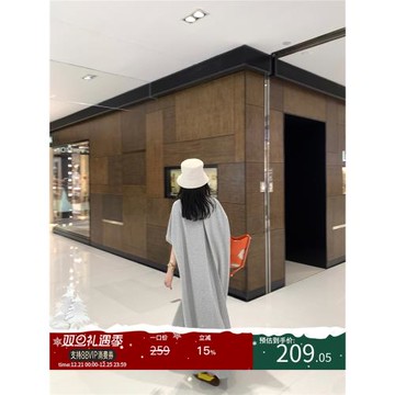 (免運)區區歐陽短袖連衣裙女夏季新款慵懶寬松長裙薄款圓領過膝長款裙子