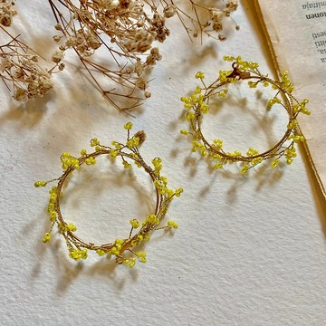 vividesign 乾燥花 夢幻 花圈 萌黃 清新 耳環