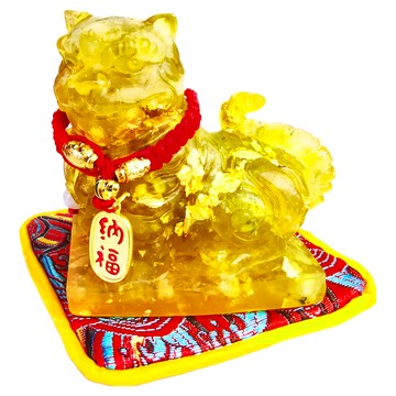 財神虎爺擺件 鈦晶 6.2 x 6.2 x 4cm  黃色  1個