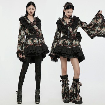 蘿莉塔魔法少女和服連身裙 / 六件套裝 / 腿套/頭飾/腰封/裙撐