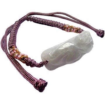 冰紫羅蘭咬錢納財貔貅 天然A貨翡翠玉石手鍊手珠AA14