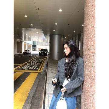 法式黑灰豎紋小香西裝外套女2025新款高級感休閑寬松開衫短款上衣