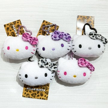 SANRIO 三麗鷗 凱蒂貓 大頭零錢包 豹紋蝴蝶結 愛心釦 絨毛玩具 HELLO KITTY 日本代購/現+預