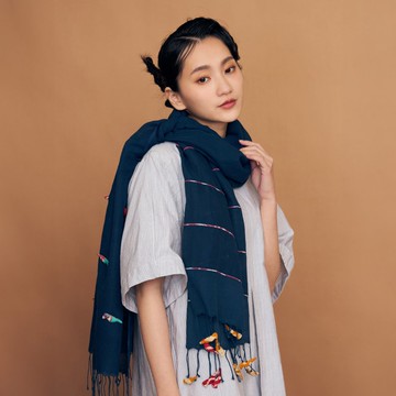 樹梢小雀有機棉圍巾_公平貿易