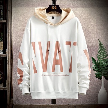 連帽衛衣男春秋潮牌ins新款休閑寬松印花套頭青少年學生套裝