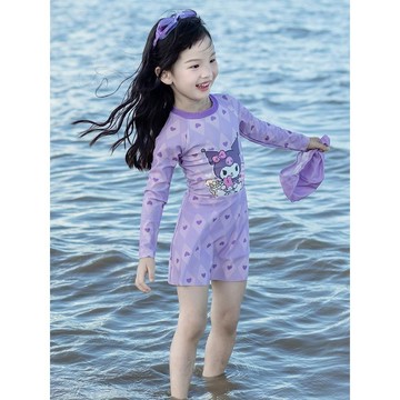 【臺灣-出貨】兒童泳衣女童套裝夏季女孩防曬泳裙速幹泳裝夏裝連體游泳衣庫洛米