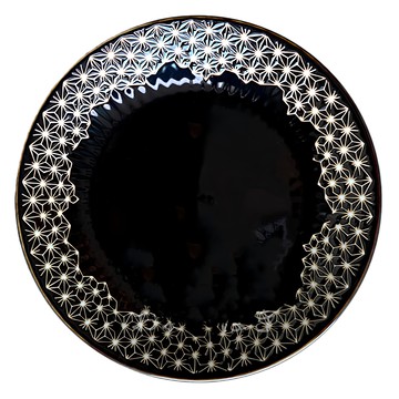 麻葉貽釉 皿  黑色  2.5 x 16.5cm  1個