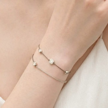 LESIS｜4 Clover Line Bracelet 四顆幸運草蠟線手鍊 - Mocha 摩卡-16cm