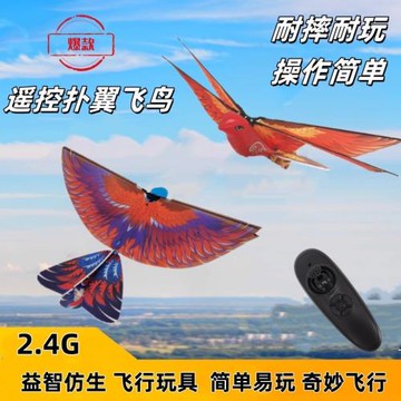 跨境爆款遙控電動飛鳥會飛的太空小鳥玩具仿真撲翼鳥充電兒童批發